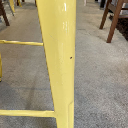 Pale Mustard Metal Industrial Stool