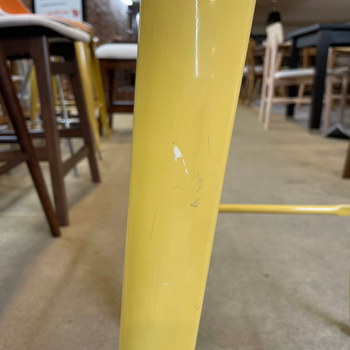 Pale Mustard Metal Industrial Stool