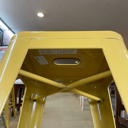 Pale Mustard Metal Industrial Stool