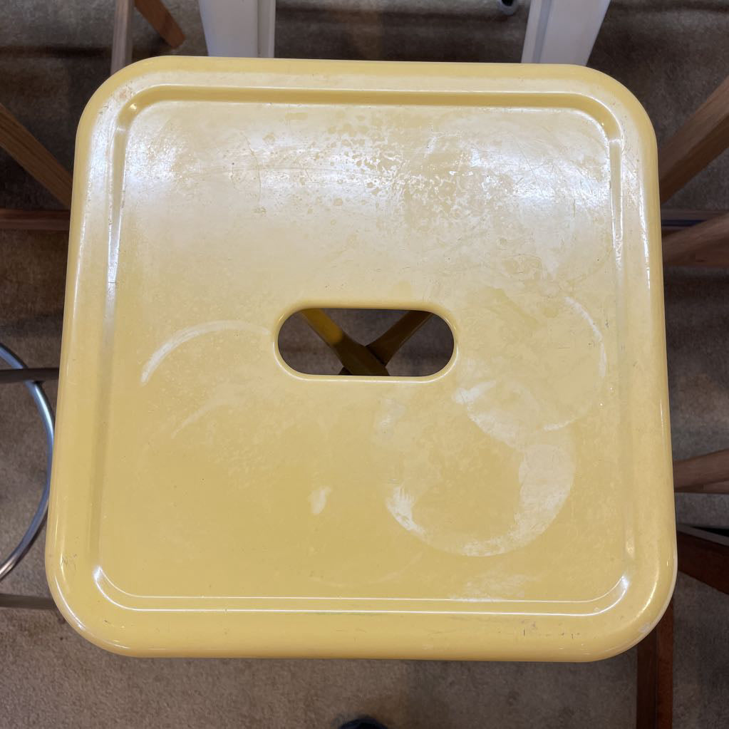 Pale Mustard Metal Industrial Stool