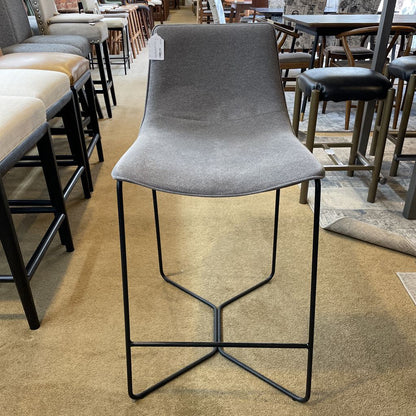 West Elm Gray Fabric with Black Leg Counter Stool