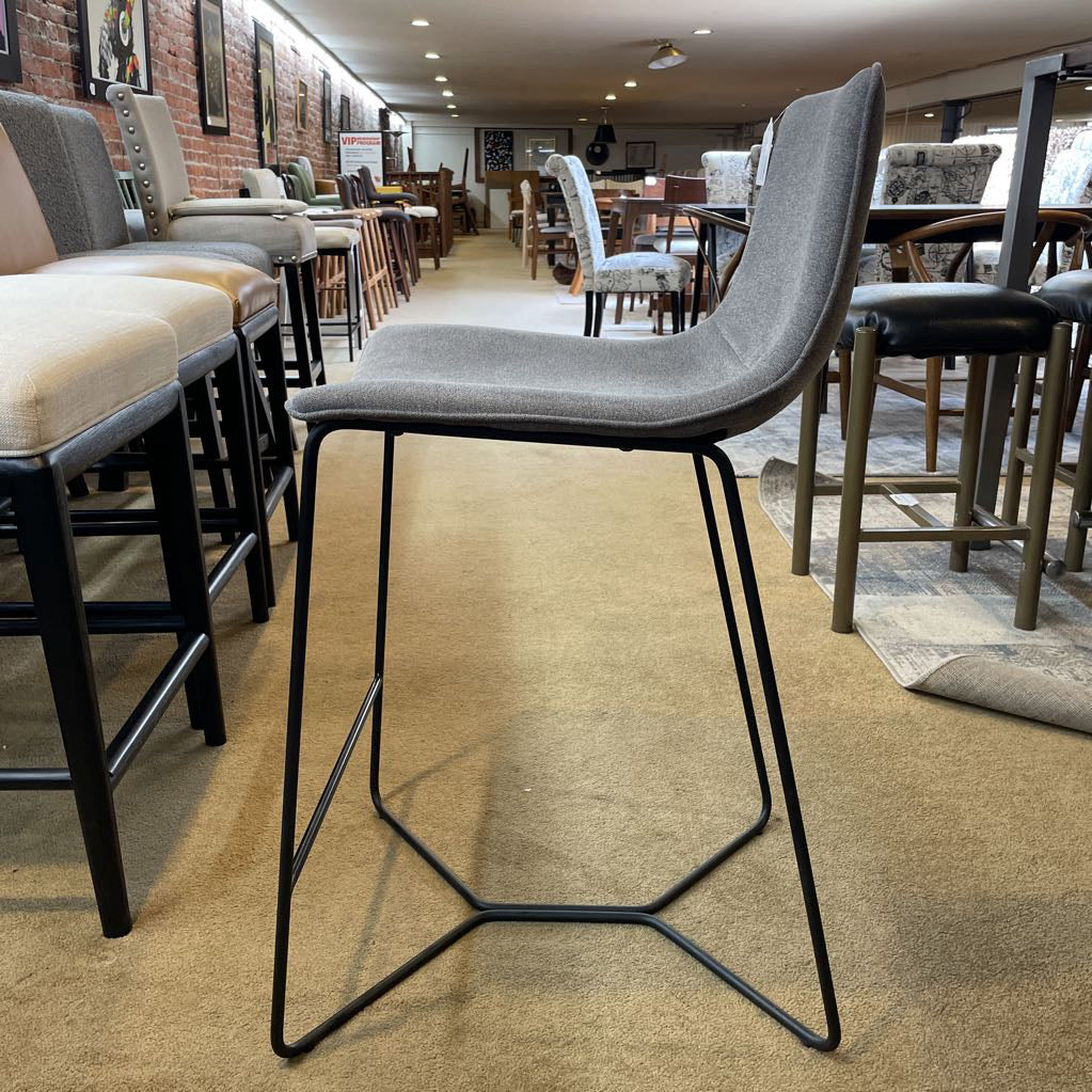 West Elm Gray Fabric with Black Leg Counter Stool