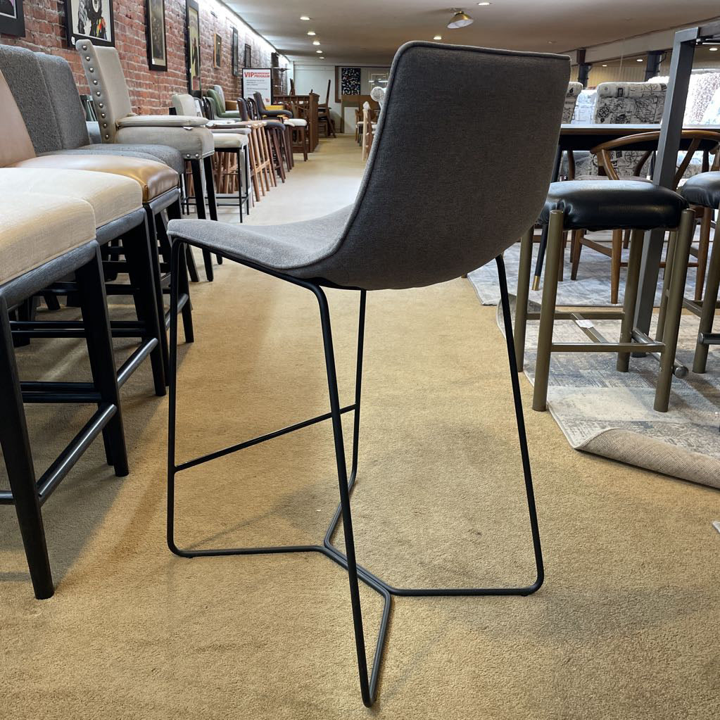 West Elm Gray Fabric with Black Leg Counter Stool