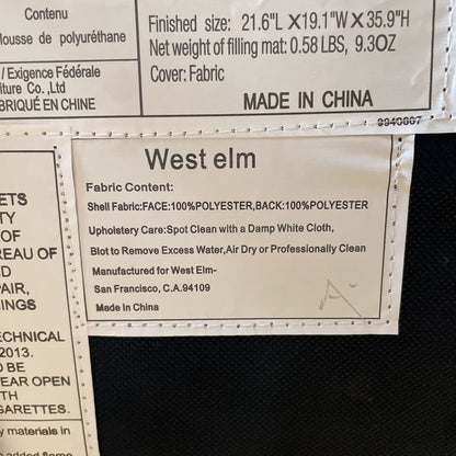 West Elm Gray Fabric with Black Leg Counter Stool