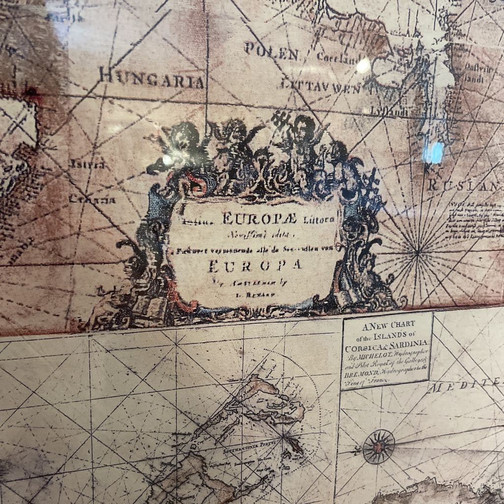 Framed Vintage Map Art