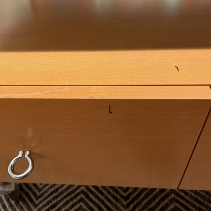 Modern Blondwood & Metal Rolling Media Table