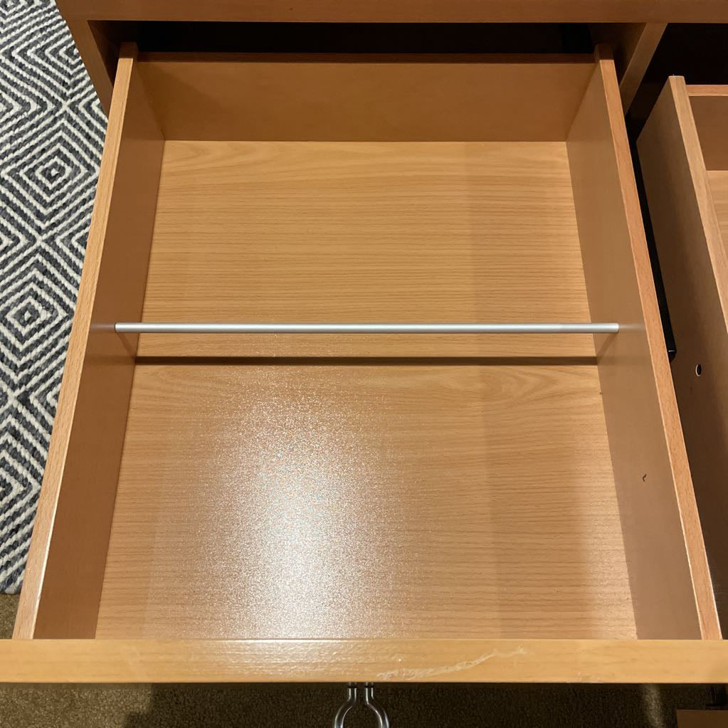 Modern Blondwood & Metal Rolling Media Table