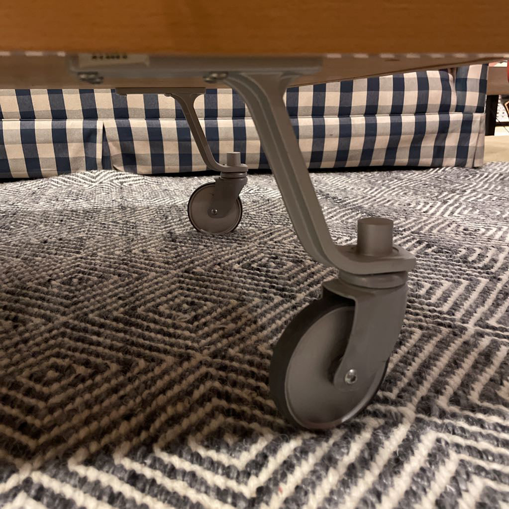 Modern Blondwood & Metal Rolling Media Table