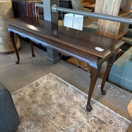Vintage Queen-Anne-Style Dark Wood Console C CONSOLE TABLES