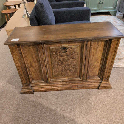 Vintage Burl Wood Single Door Cabinet (AS IS)