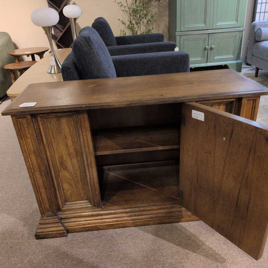 Vintage Burl Wood Single Door Cabinet (AS IS)