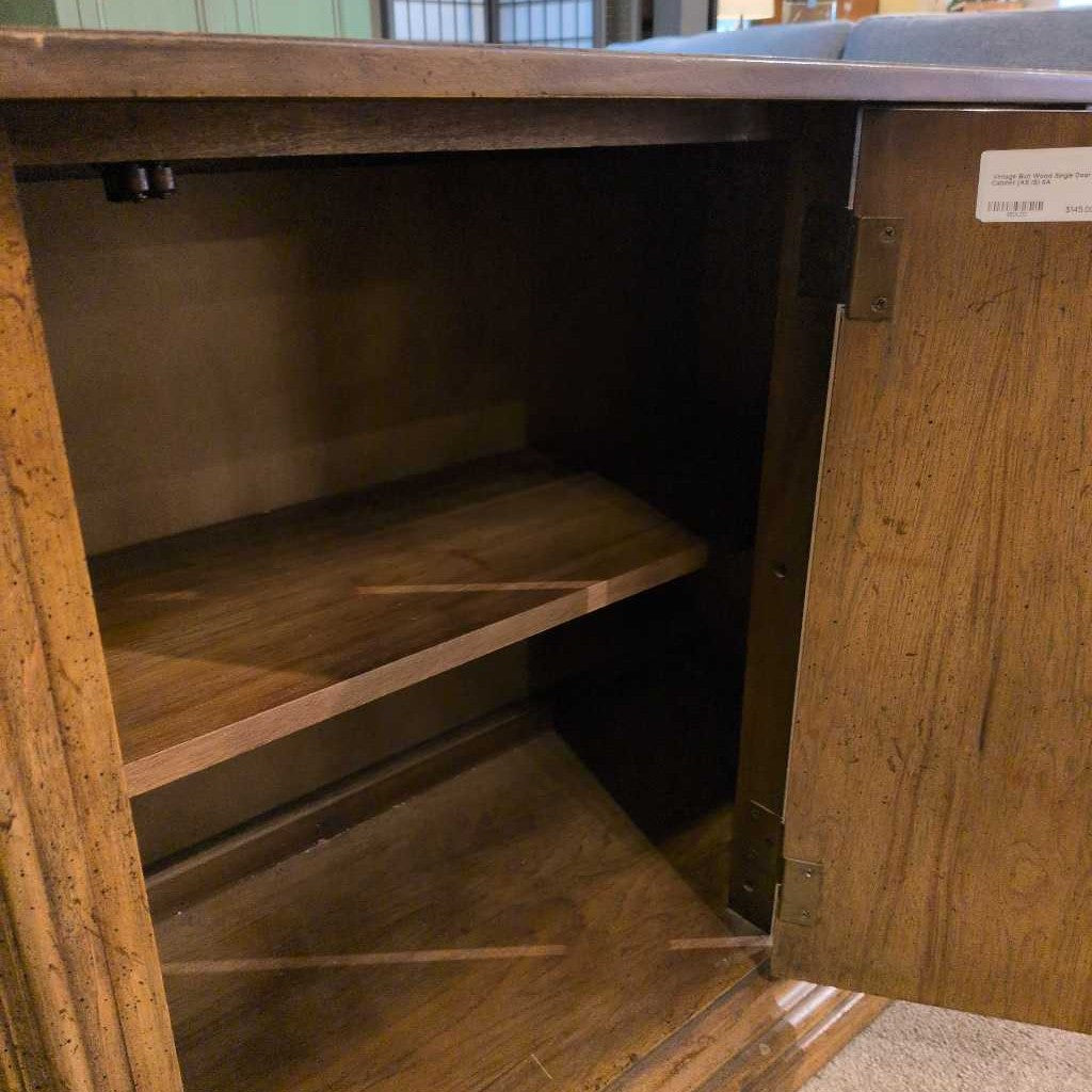 Vintage Burl Wood Single Door Cabinet (AS IS)