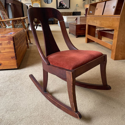 Small Wooden Rocking Chair w/Fabric Seat