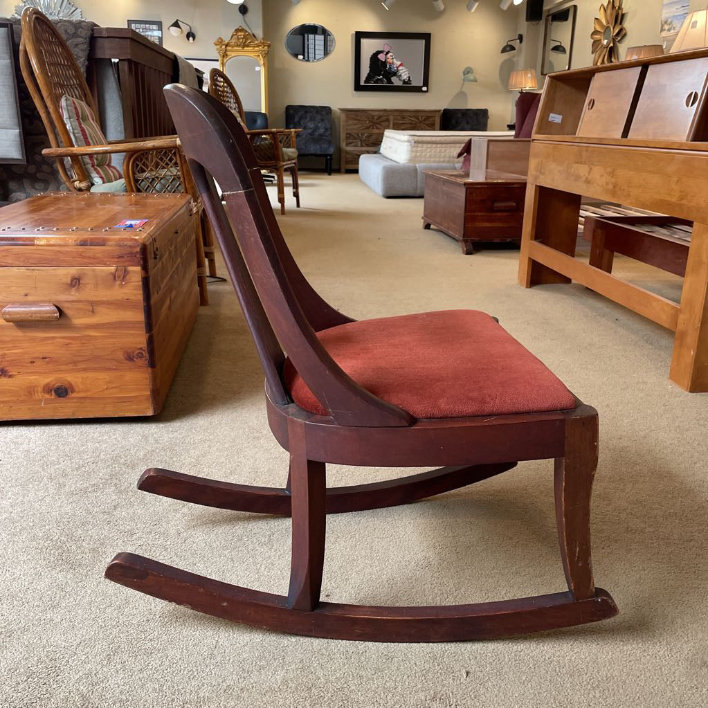 Small Wooden Rocking Chair w/Fabric Seat