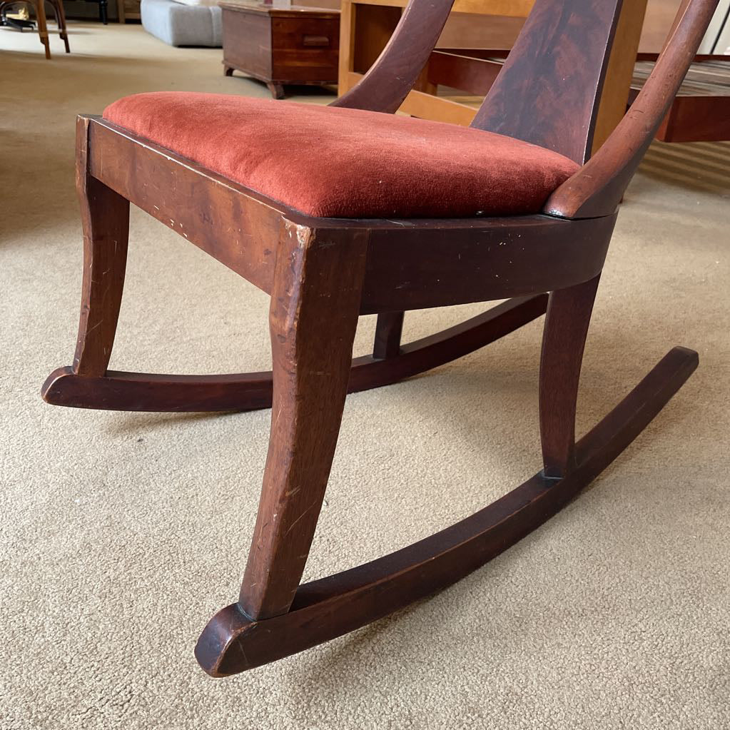 Small Wooden Rocking Chair w/Fabric Seat