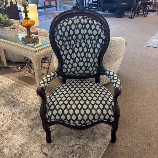 Antique Balloon Back Newly Upholstered Armchair (AS IS)