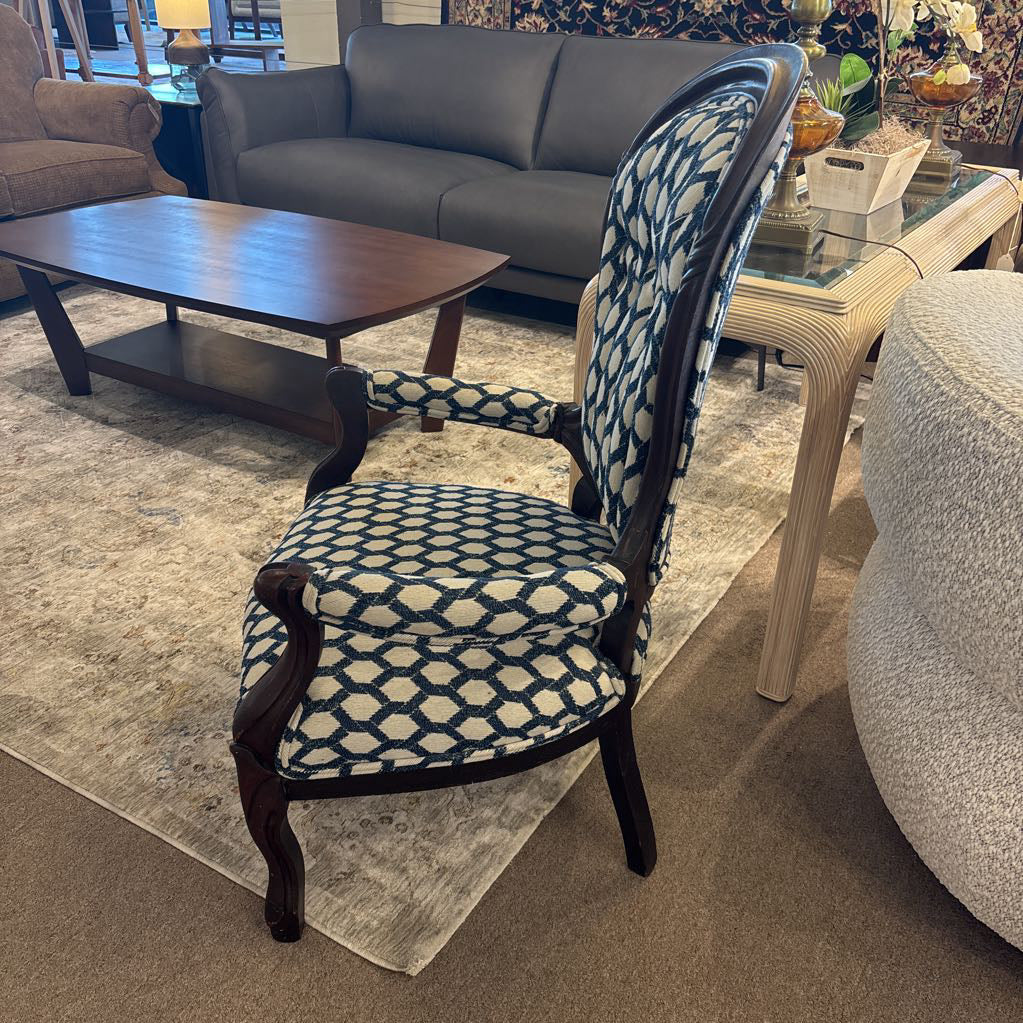 Antique Balloon Back Newly Upholstered Armchair (AS IS)