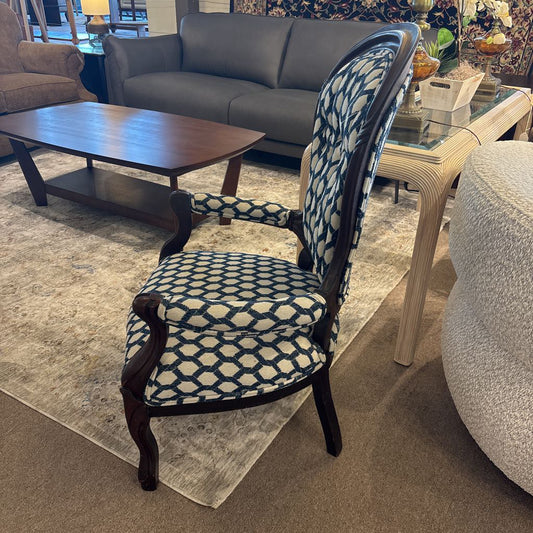 Antique Balloon Back Newly Upholstered Armchair (AS IS)