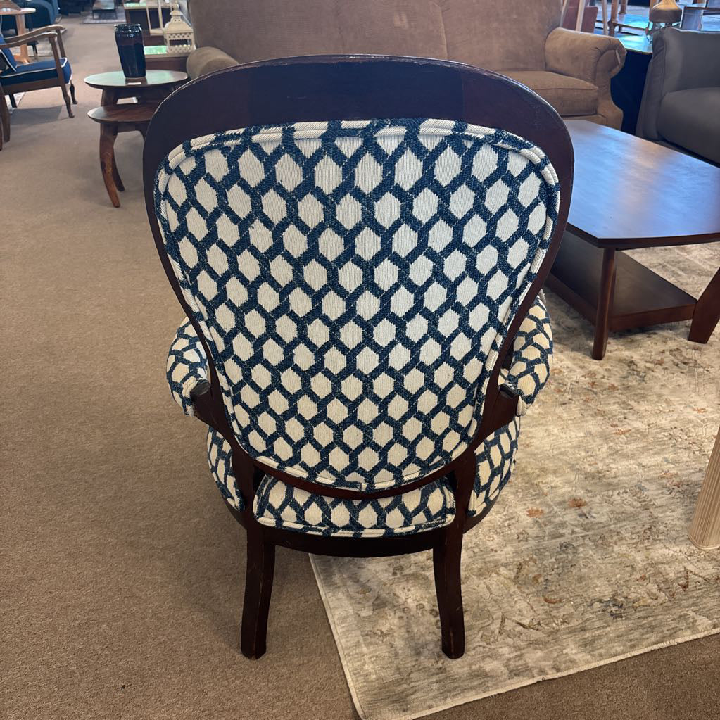 Antique Balloon Back Newly Upholstered Armchair (AS IS)