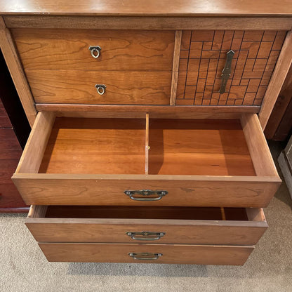 5 Drawer Wooden Dresser w/Geometric Faux Drawers