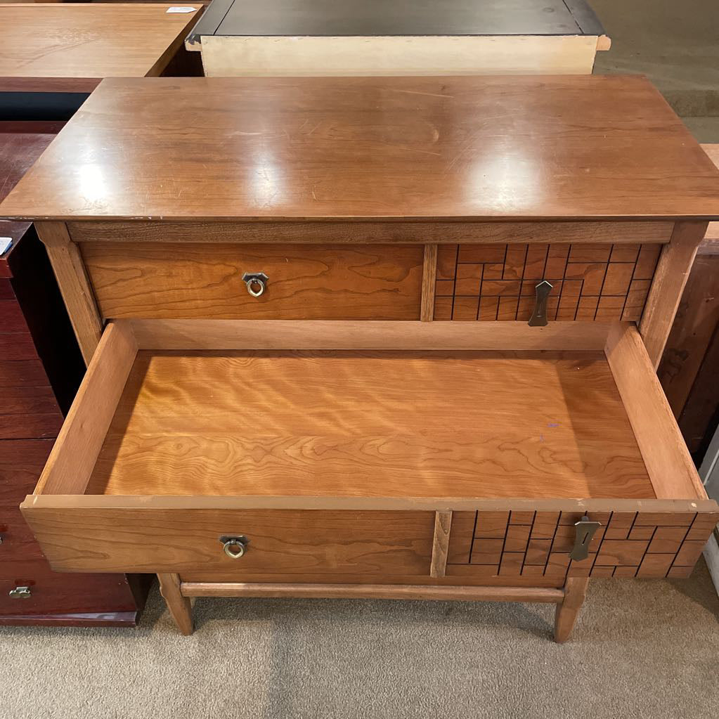 5 Drawer Wooden Dresser w/Geometric Faux Drawers