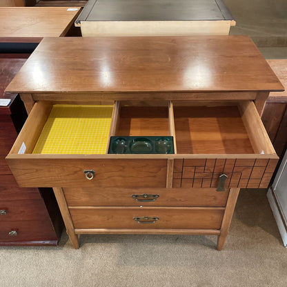 5 Drawer Wooden Dresser w/Geometric Faux Drawers