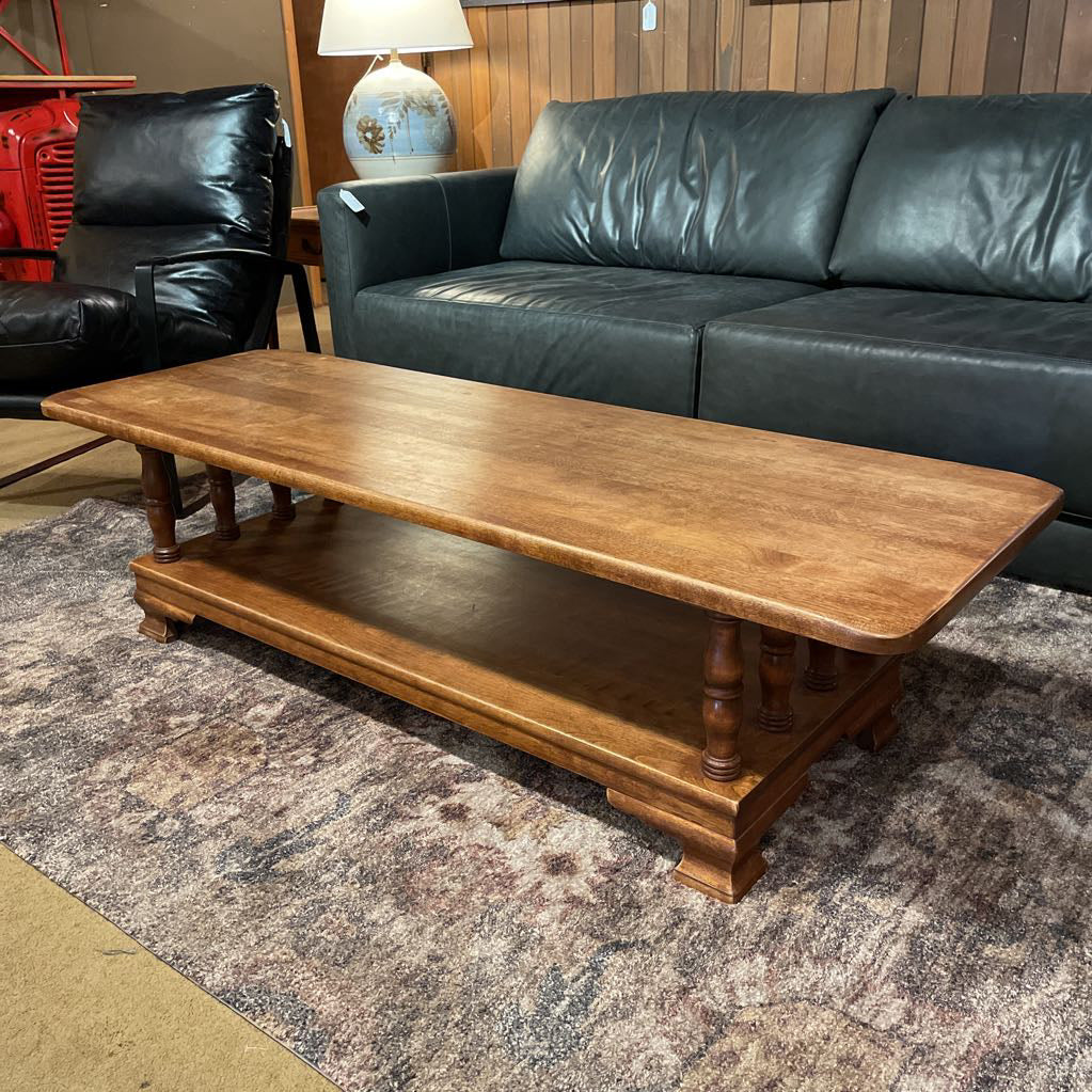Long Rectangular Coffee Table w/Turned Wood Supports