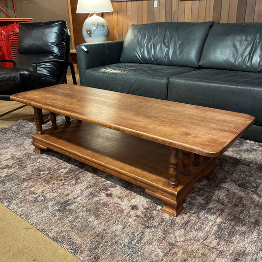 Long Rectangular Coffee Table w/Turned Wood Supports