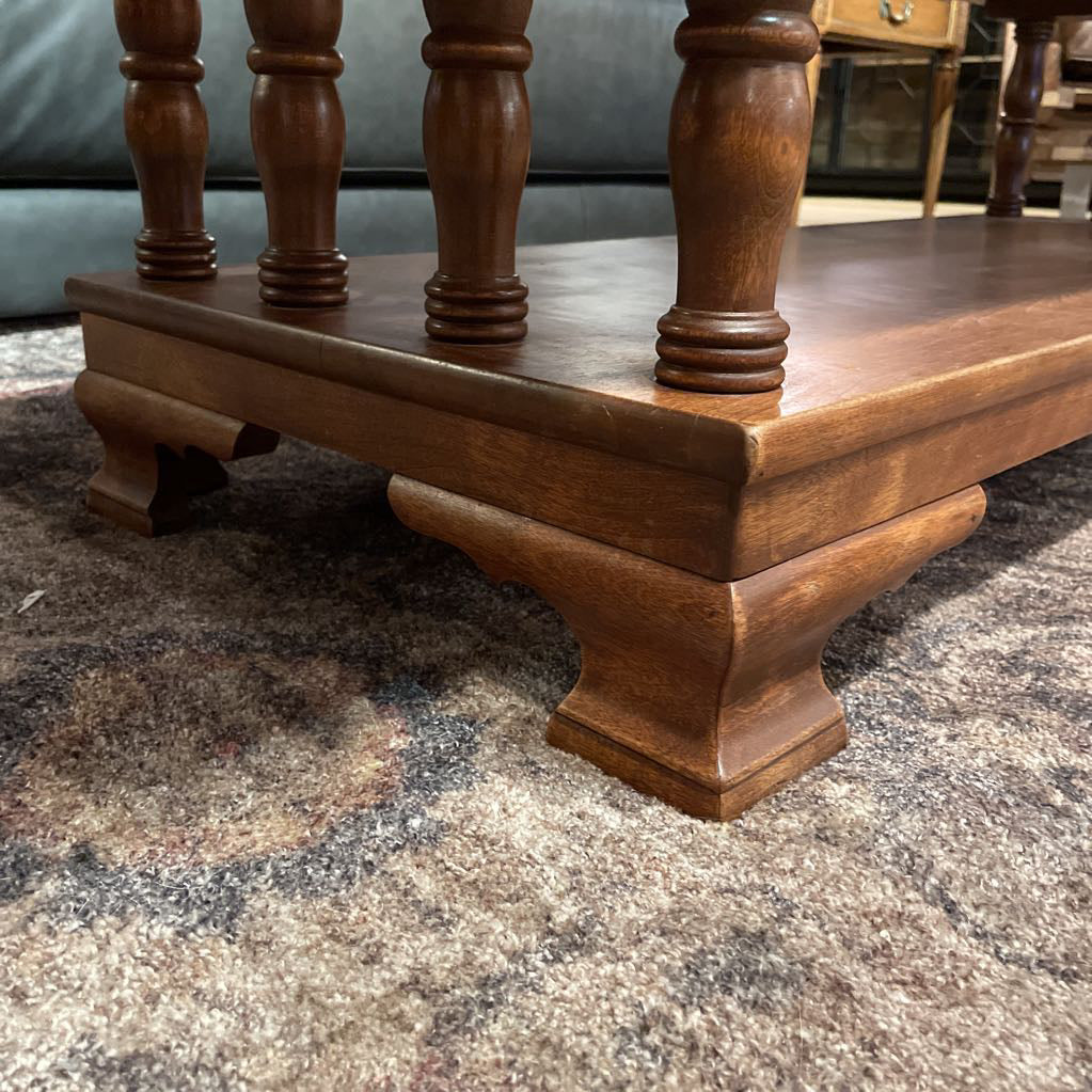 Long Rectangular Coffee Table w/Turned Wood Supports