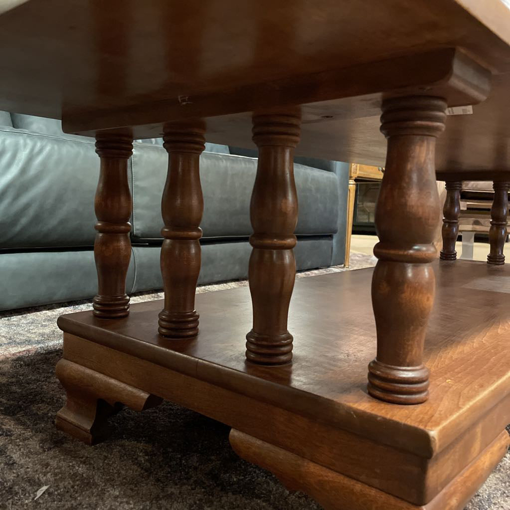 Long Rectangular Coffee Table w/Turned Wood Supports
