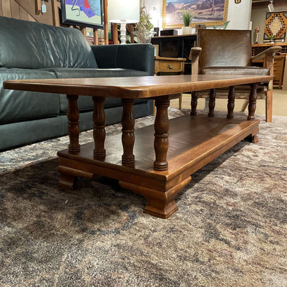 Long Rectangular Coffee Table w/Turned Wood Supports