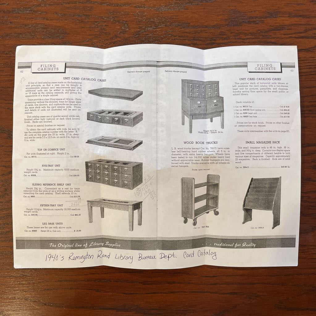 1940's Oak Library Card Catalog