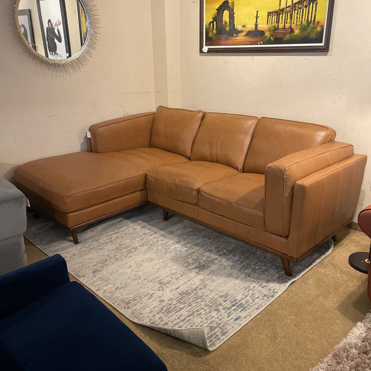 Karlstad Chestnut Leather LAF Chaise Sectional U SECTIONALS LAF
