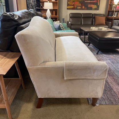Taupe Velvet 1 Cushion Seat w/ 2 Button Back Sofa