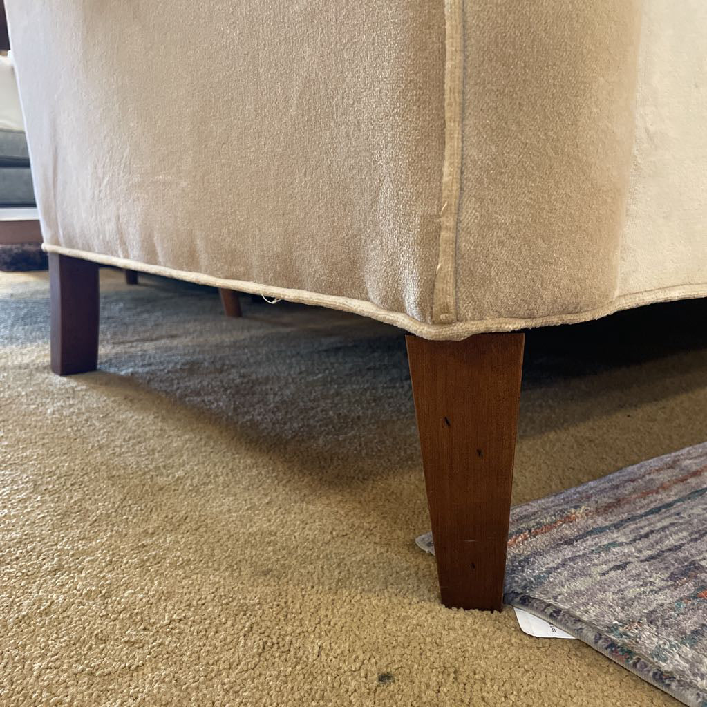Taupe Velvet 1 Cushion Seat w/ 2 Button Back Sofa