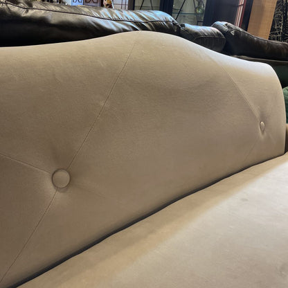 Taupe Velvet 1 Cushion Seat w/ 2 Button Back Sofa