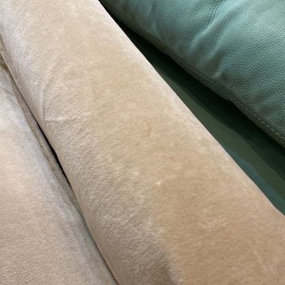 Taupe Velvet 1 Cushion Seat w/ 2 Button Back Sofa