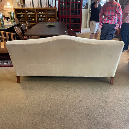Taupe Velvet 1 Cushion Seat w/ 2 Button Back Sofa
