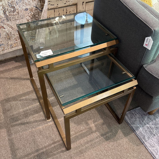 Modern Metal and Glass Top Nesting Tables