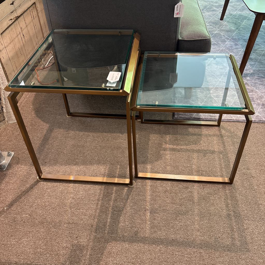 Modern Metal and Glass Top Nesting Tables