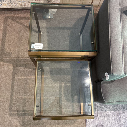 Modern Metal and Glass Top Nesting Tables
