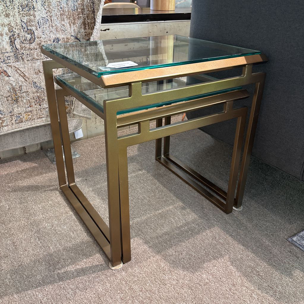 Modern Metal and Glass Top Nesting Tables