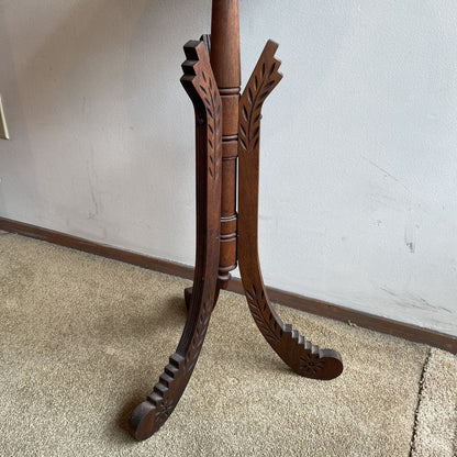 Tri Leg Carved Wood Pedestal Table
