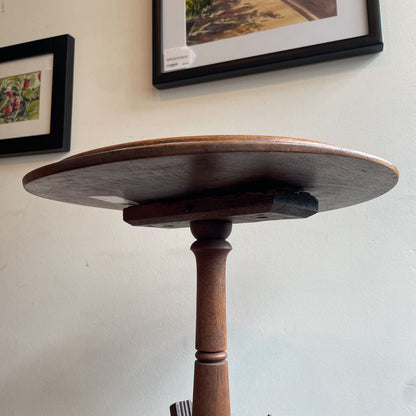 Tri Leg Carved Wood Pedestal Table