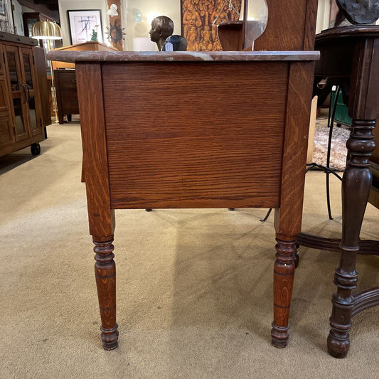 Antique Oak & Marble Sideboard w/Top Crest C SIDEBOARDS