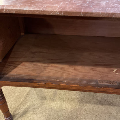 Antique Oak & Marble Sideboard w/Top Crest C SIDEBOARDS