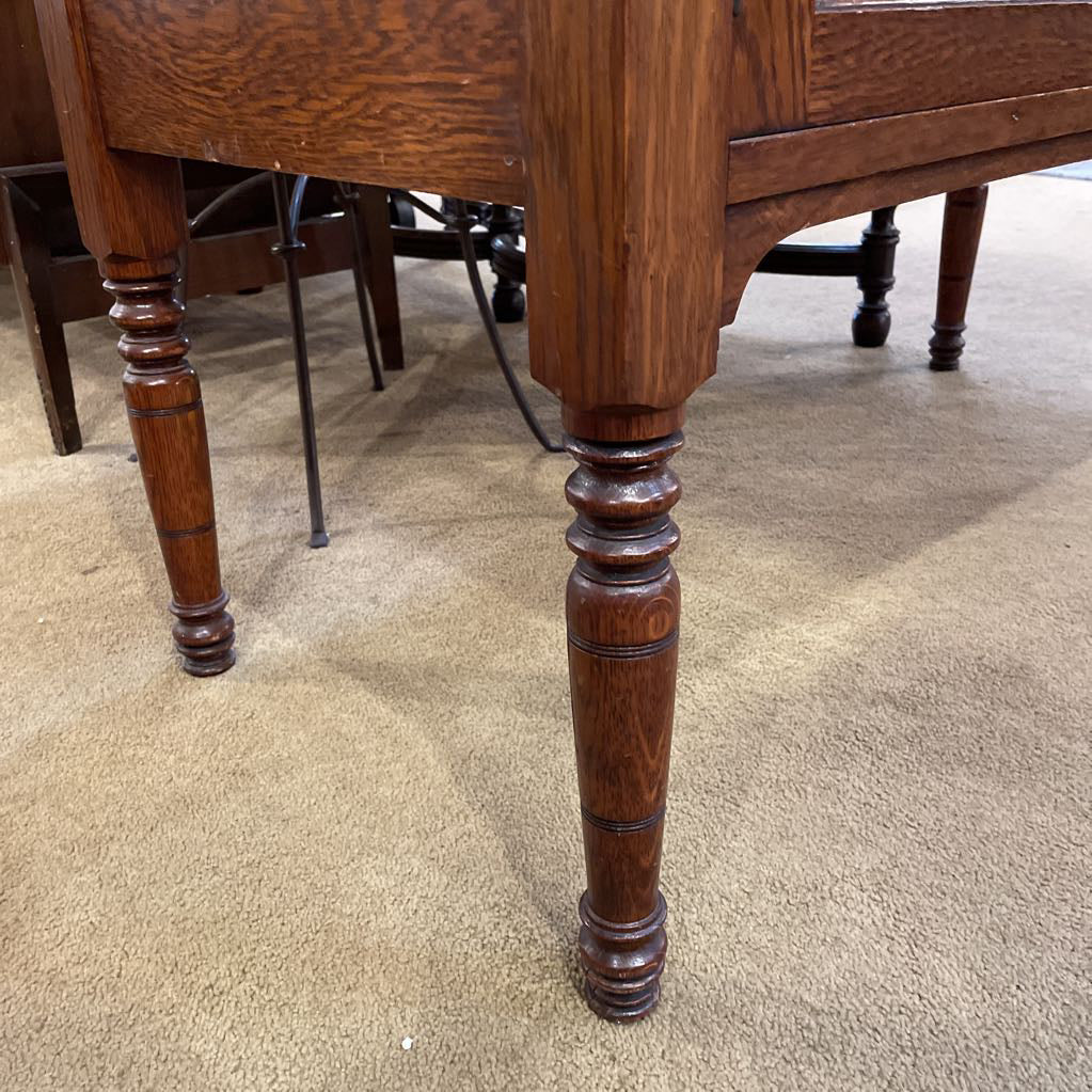 Antique Oak & Marble Sideboard w/Top Crest C SIDEBOARDS
