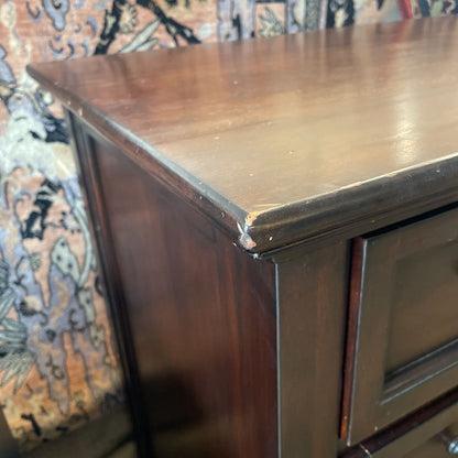 1990's Pottery Barn Dark Wood 8 Drawer Lowboy Dresser