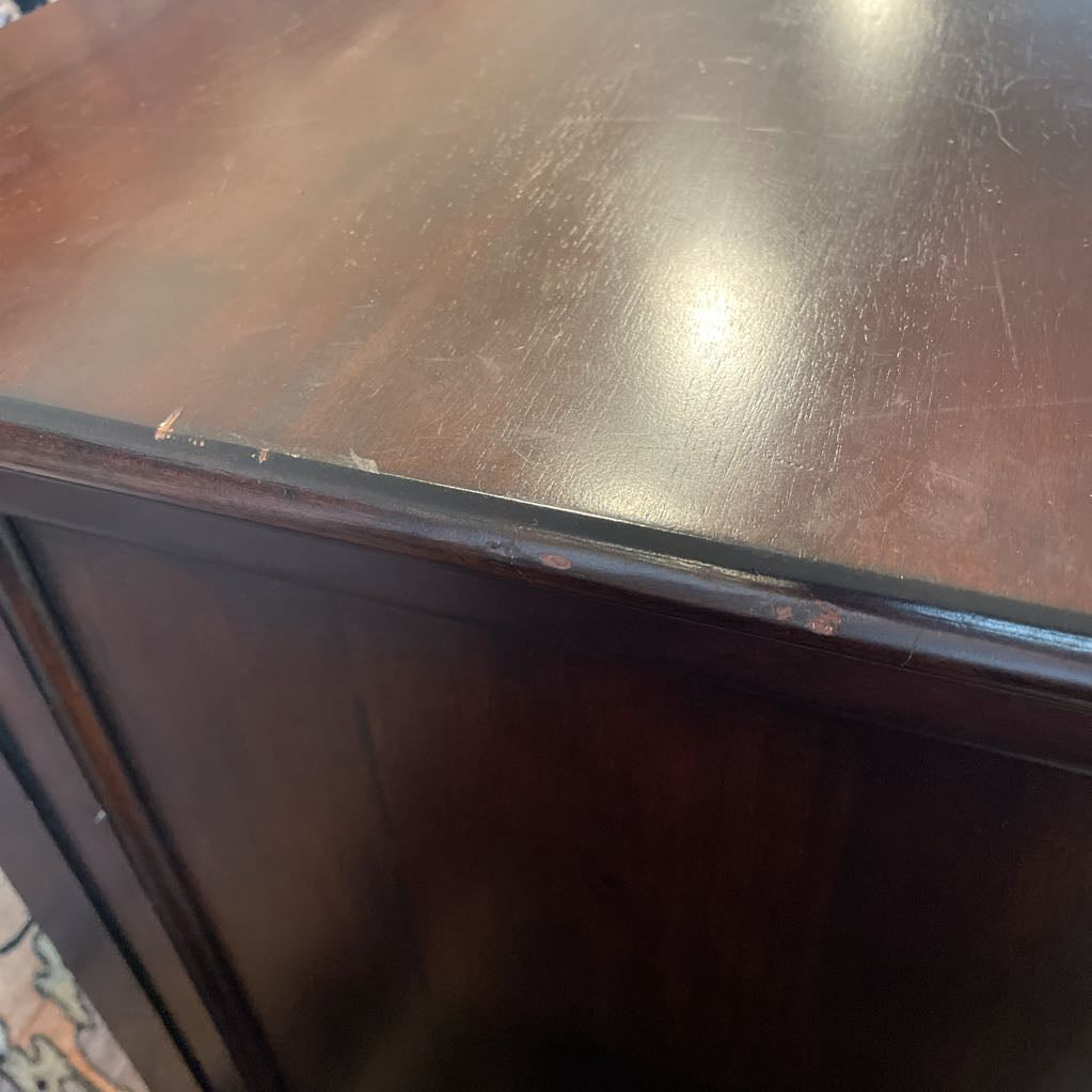 1990's Pottery Barn Dark Wood 8 Drawer Lowboy Dresser