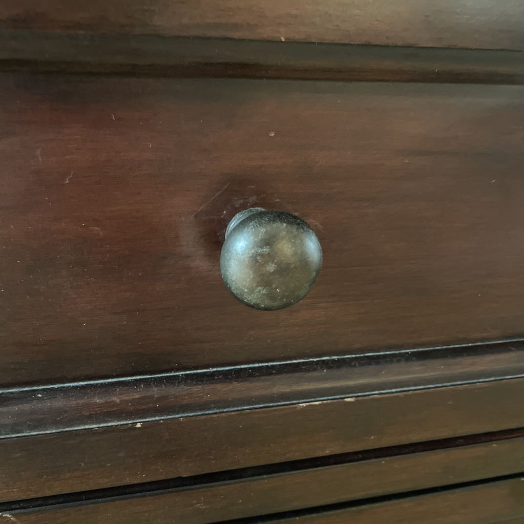 1990's Pottery Barn Dark Wood 8 Drawer Lowboy Dresser